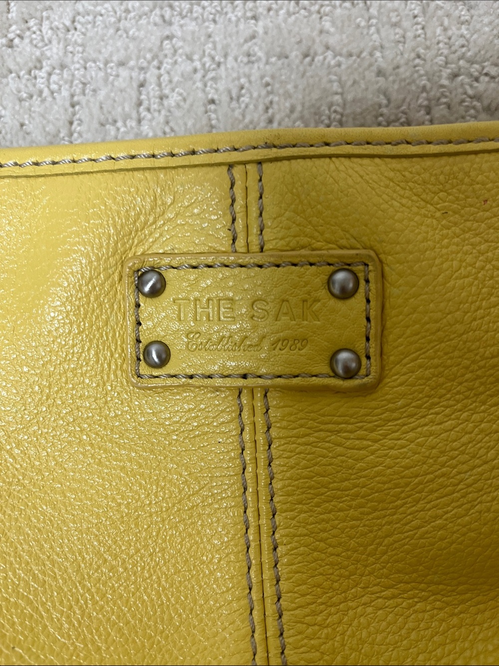 The Sak Yellow Pebbled Leather Shoulder Bag with Silver colored Hardware - Picture 4 of 5